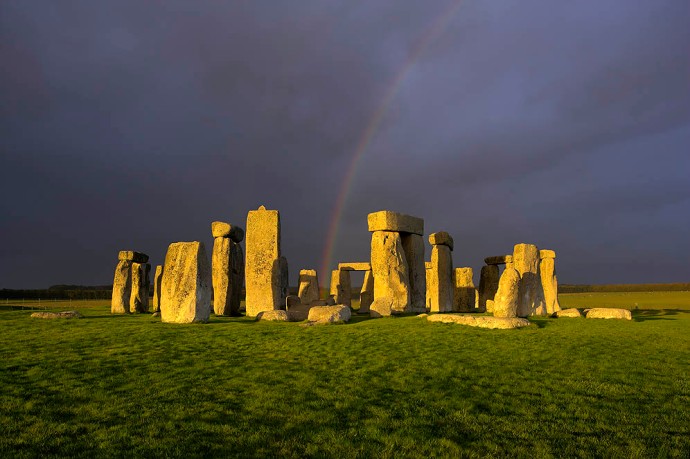 Stonehenge, Salisbury, UK,  rainbow